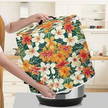 1 pieza Cubierta para olla arrocera con estampado floral, cubierta antipolvo para electrodomésticos de cocina, cubierta antipolvo para electrodomésticos, cubierta antipolvo para ollas a presión, cubierta antipolvo para freidoras de aire, cubierta protectora contra el polvo y el aceite - Cobertura completa - Ver 4