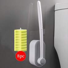 1 pieza Cepillo de baño desechable con montaje en pared (sin instalación con taladro) con 8 cabezales de cepillo. O puede elegir 24 cabezales de cepillo de esponja desechables en varios aromas, cabezales de cepillo de esponja desechables con líquido de limpieza, herramientas de limpieza para festivales. Soporte para cepillo de baño de apertura y cierre automático. Juego de soporte para cepillo de baño, accesorios de baño. Decoración de otoño para el baño - Escobilla de baño desechable - Ver 25