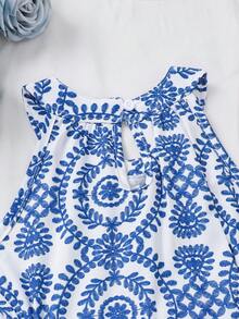 Purechapter 1 chiếc đầm midi không tay, cổ yếm, khoét eo thời trang cho bé gái tuổi teen, thích hợp cho kỳ nghỉ hè ở bãi biển. - Màu xanh lam - Xem 4