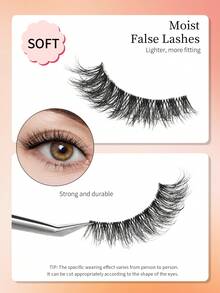 NAIJEMA 5 Pairs Fluffy Faux Mink Eyelashes, Fox Eye, Cat Eye, Lengthening, Volumizing, Natural Look, Soft Curly 3D Effect Lashes, Suitable For Party, Daily Wear, Applicable For Various Occasions - Black - View 2