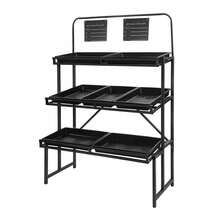 Fruit Vegetable Storage Rack With Removable Baskets, 3-Tier Supermarket Retail Storage Rack, Floor Display Storage Rack With Tray - Black - View 6