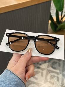 1 Pair Men's Shiny Black Frame PC Retro Versatile Fashion Glasses - Glossy Black - View 2