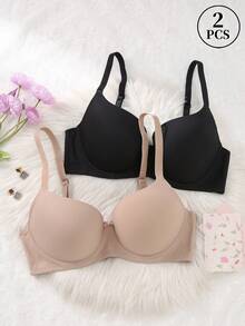 mimilemon 2pcs Plus Size Women Full Coverage Bras With Underwire, Comfortable Lingerie - Multicolor - View 5