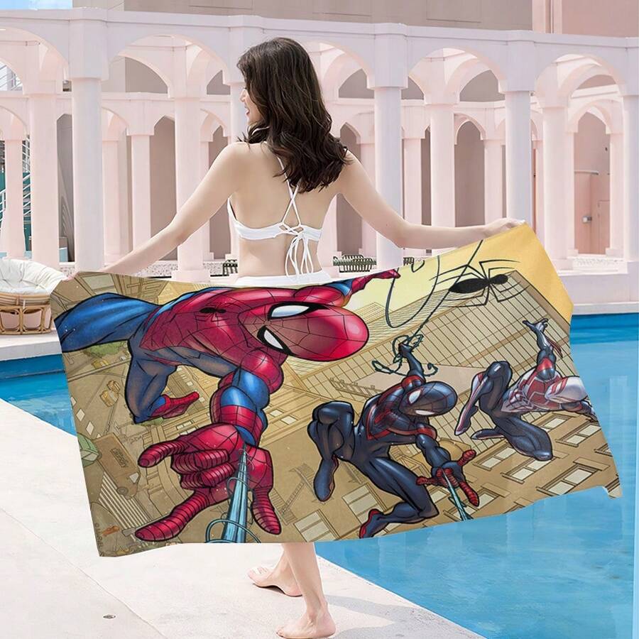 Marvel Khăn tắm biển siêu thấm hút chủ đề Người Nhện, làm từ sợi microfiber, nhanh khô và nhẹ, lý tưởng cho người lớn, nam, nữ, trẻ em, là phụ kiện thiết yếu khi đi biển. Hình ảnh nổi bật giúp khăn dễ dàng nhận thấy ở bãi biển, có thể dùng làm khăn tắm biển, khăn bơi, chăn hoặc khăn choàng.