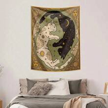 1 Pc Vintage Sun, Moon, Lucky Cat, Constellation, Letter, Boho Style Printed Tapestry Wall Hanging Decor, Living Room, Bedroom, Office, Dorm, Home Party, Rectangular Kitchen Wall Decor Fabric With Drape, Includes 3 Pins And 2 Clips Wall Tapestry, Wall Hanging, Aesthetic Tapestry, Room Backdrop, Fabric Poster, Boho Wall Decor, Bohemian Tapestry, Indie Room Decor, Dorm Room Essentials, College Dorm Decor, Bedroom Wall Hanging, Hippie Tapestry, Vintage Wall Art, Retro Tapestry, Sun And Moon Tapestry, Celestial Wall Hanging, Astrology Tapestry, Mushroom Wall Decor, Floral Tapestry, Botanical Wall Art, Landscape Backdrop, Mountain Tapestry, Forest Wall Hanging, Ocean Tapestry, Beach Wall Hanging, Galaxy Tapestry, Starry Sky Backdrop, Abstract Wall Hanging, Minimalist Tapestry, Cottagecore Decor, Y2K Wall Hanging - 1PC - Xem 4