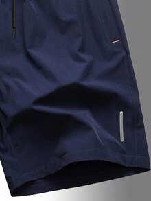 1pc Unisex Spring/Summer Sports Shorts With Zipper Pockets & Drawstring Waist - Royal Blue - View 5