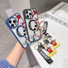 This Disney Mickey Mouse Pattern Lanyard Phone Case Features A Strong Magnetic Closure And Full Coverage Of Acrylic And TPU Material. It's Shockproof, Lightweight, And Suitable For IPhone17/16/11/13/15/15 Plus/15 Pro/15 Pro Max/12/14 Pro Max/11 Pro Max/12 Pro/12 Pro Max/13. It's A Popular Birthday Gift, Business Gift, Durable, Stain-Resistant, And Fingerprint-Resistant New Phone Case For Men And Women. It Also Includes A Mickey Mouse Phone Case And Mickey Mouse Doll Bracelet. Compatible With SamsungGalaxy S20, S21, S22, S23, And S24 Series. It's The Perfect Gift For Friends And Family. This Stylish Phone Case Is Fun, Lightweight, And Durable. IPhone17 Pro Max Phone Case, Minnie Phone Case. - 黑色 - 查看 4