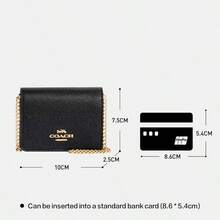 Coach Card Case 11 Mini Small Satchel Purses with Chain Strap Flap Shoulder Bag Crossbody Bag for Women - 黑色 - 查看 6