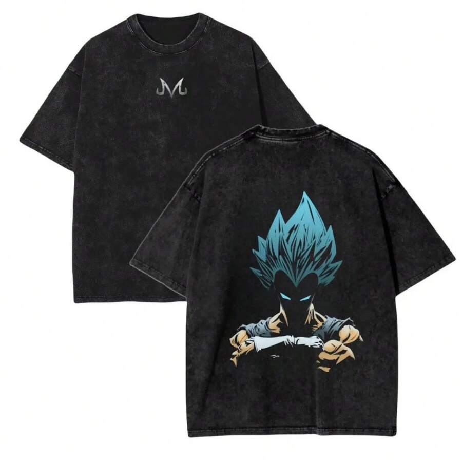 T-Shirt Blouse New Hot Selling Vintage Blouses Cute Top 100 Percent Cotton Shirts For Men Manfinity Men Graphic Tees Women Cross-Border European Size   Anime Washed Print T-Shirt Retro Oversize Men's Short-Sleeve Summer Fashion - Đen H - Xem 1
