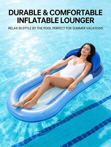1pc Inflatable Hammock With Net, Foldable Dual-Use Backrest Floating Lounger, Water Recreation Recliner Float, Adult Summer Swimming Pool And Beach Floating Party Accessory, Perfect Summer Gift - Multicolor - View 17