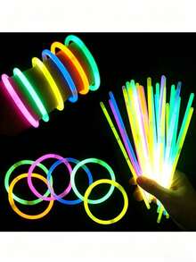 100/50/20pcs Glow Stick Bracelets & Necklaces, Multi-Color Luminous Sticks For Party, Wedding, Concert, DIY Glow Bracelets, Party Decorations & Music Festival Supplies - View 1