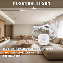 Motion Sensor LED Strip Light, USB Powered, Flowing Water, Meteor Shower, Chasing Light Effect, DC5V Dynamic COB Light Strip, Stair Step Sensor Light, Stair Chasing Light Strip - Warm white light - View 4