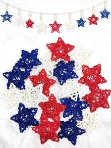 12/24pcs Set Independence Day Patriotic Star Decor - Red, Blue And White Star Ornaments, Ideal For Independence Day Home Decor, Crafts, Vase Fillers, Bowl Decorations And Party Decorations - Multicolor - View 1