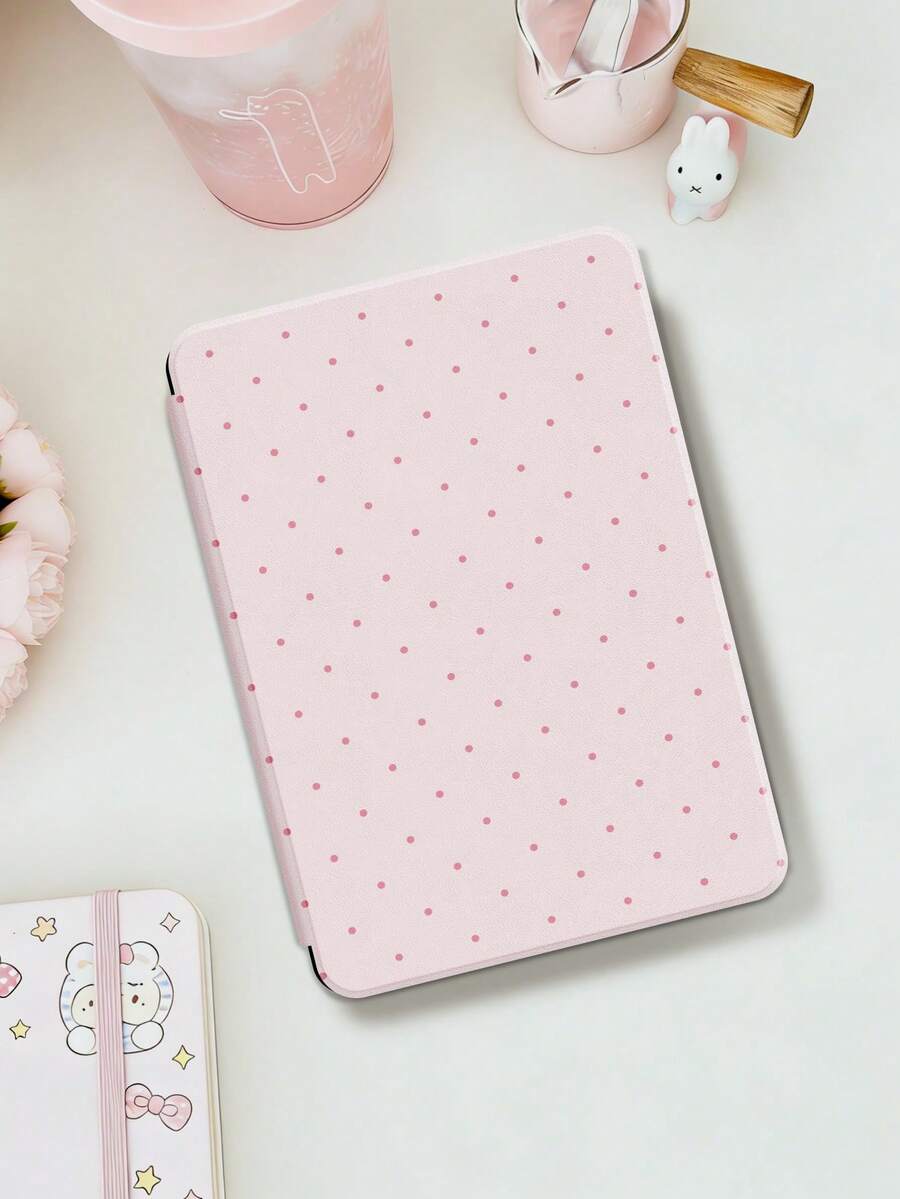 1个可爱粉色波点图案平板电脑保护套，兼容iPad 10.2英寸（2021/2020款，第十/九/八代，A16芯片）、11英寸（第十一代，2025款）、Galaxy Tab A8 10.5英寸（2022款），带笔槽，支持自动休眠/唤醒。 - 彩色 - 查看 1