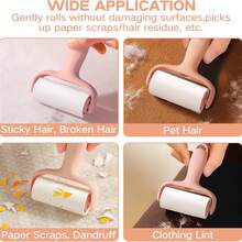 4 pièces Kit de mini-rouleau anti-peluches pratique - 1 poignée + 3 rouleaux de recharge, adhésif puissant pour le retrait des poils d'animaux, facile à utiliser, poignée réutilisable, sans électricité nécessaire pour les animaux de compagnie/vêtements/tapis/sièges de voiture, essentiel pour les propriétaires d'animaux de compagnie, accessoires de voyage, accessoires automobiles, voyage, couleur aléatoire - Multicolore - Voir 5