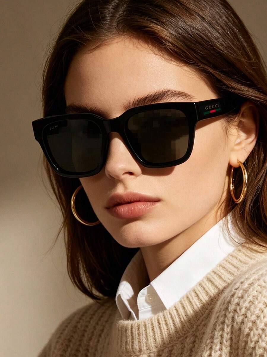 Kính mắt thời trang vuông cổ điển dành cho nam, gọng acetate đen sang trọng, tròng màu xám đậm, chống tia UV, kính râm thời trang GUCCI GG1857SK-001 55 - màu đen - Xem 1