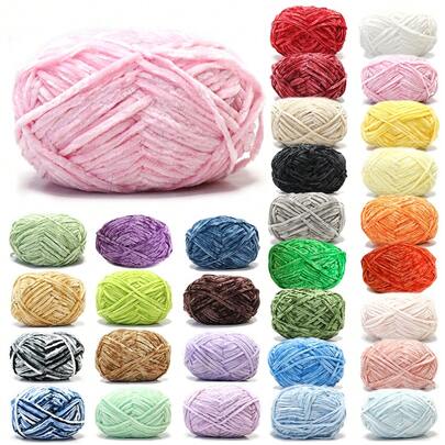 2 Rolls/Pack Soft Polyester Chenille Yarn, Rich Colors, Fluffy Texture, Suitable For Handmade DIY Scarves, Hats, Bags, Creative Decor, Holiday Gifts