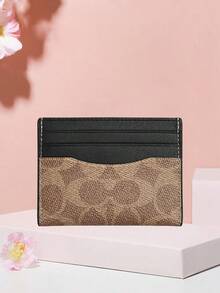 Coach 10 Card Slots Multi-Function Mini Slim Card Holder Signature Edition - Black and Brown - View 5