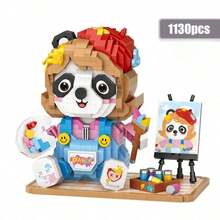 Modelo 3D de bloques de construcción de panda piloto de dibujos animados, decoración del hogar, alivio del estrés, adecuado para regalos, cumpleaños, regalos de Halloween/Acción de Gracias/Navidad - Multicolor - Ver 10