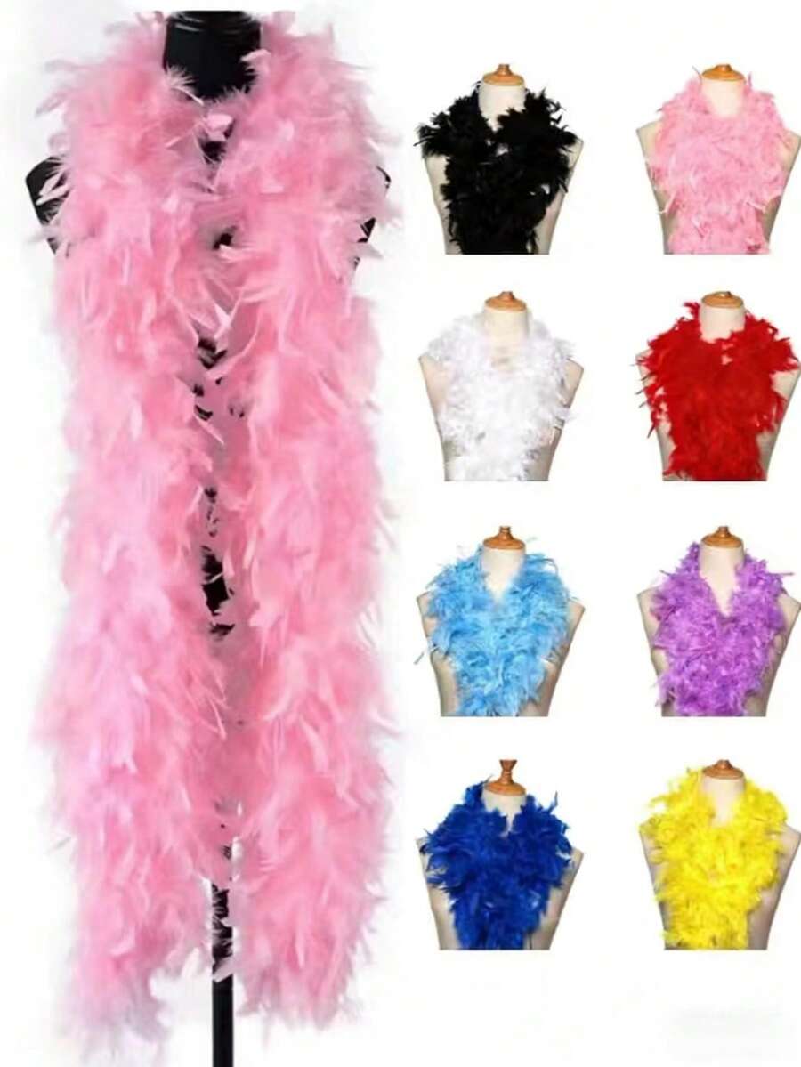Feather Boa, DIY Party Costume Accessory, Colorful Feather Boa Scarf Decor, Suitable For Birthday Party, Halloween, Christmas, Racing, Tea Party, New Year's Eve, Concert And Home Decor, Wedding Dance, Stage Performance, Carnival Costume And Accessories, Party Supplies - Multicolor - View 1