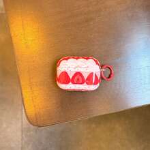 红色粉色草莓奶油蛋糕图案亮面耳机保护套，适用于 1 2 3 4 Pro Pro2 Pro3 - 紅色 - 查看 3