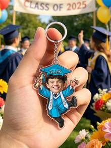 1pc Custom Photo Graduation Keychain, Personalized Cartoon Graduation Gift, Class Of 2026 Acrylic Keychain For Senior/College Graduate, Party Favor - Multicolor - View 11
