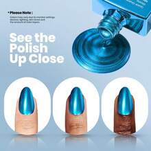 Beetles 15ml Metallic Blue Nail Polish - Blue Mirage Mirror Nail Polish Quick-Drying & High Gloss Nail Lacquer Metallic Effect Air Dry Home DIY Nail Art Home Salon - 藍色幻影 - 查看 6