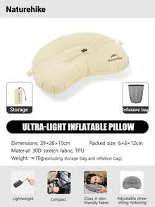 Naturehike 1pc Ultra-Light Inflatable Camping Pillow, Portable For Outdoor Activities - Multicolor - View 11