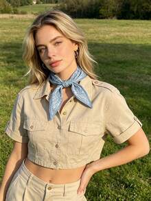 1条双面佩斯利印花围巾，多功能设计，长款系带腕带头巾时尚颈巾 - 彩色 - 查看 2