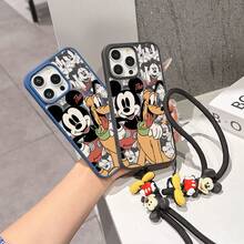 This Disney Mickey Mouse Pattern Lanyard Phone Case Features A Strong Magnetic Closure And Full Coverage Of Acrylic And TPU Material. It's Shockproof, Lightweight, And Suitable For IPhone17/16/11/13/15/15 Plus/15 Pro/15 Pro Max/12/14 Pro Max/11 Pro Max/12 Pro/12 Pro Max/13. It's A Popular Birthday Gift, Business Gift, Durable, Stain-Resistant, And Fingerprint-Resistant New Phone Case For Men And Women. It Also Includes A Mickey Mouse Phone Case And Mickey Mouse Doll Bracelet. Compatible With SamsungGalaxy S20, S21, S22, S23, And S24 Series. It's The Perfect Gift For Friends And Family. This Stylish Phone Case Is Fun, Lightweight, And Durable. IPhone17 Pro Max Phone Case, Minnie Phone Case. - màu đen - Xem 8