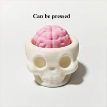 Pressable Brain And Skull Replica - Realistic And Soft Psychological Model With Expressive Eyes, Durable Plastic For Indoor And Outdoor Decoration, Suitable For Halloween, Neuroscience Parties, Home, Office - Pressable Skull And Brain For Anatomical Display, A Scary And Educational Gift For Horror Enthusiasts And Science Fans - 查看 2