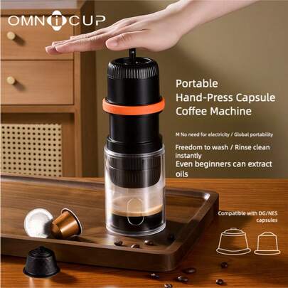 Omnicup Portable Manual Coffee Maker, Handheld Espresso Machine, Italian Style Concentrated Coffee Maker, Compact Portable Mini Coffee Maker, Concentrated Coffee Maker, Lightweight And Portable