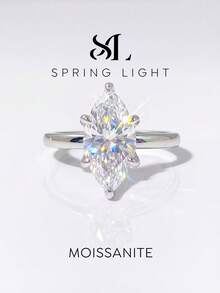 1 chiếc nhẫn đính hôn solitaire Moissanite 6 chấu thanh lịch 1-2 carat, bạc sterling S925 cao cấp, nhẫn cưới/cầu hôn/kỷ niệm sang trọng, quà tặng trang sức cho nữ, quà Giáng sinh. - Bạc - Xem 5