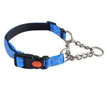 Martingale Dog Collar With Stainless Steel Chain And Reflective Nylon, Adjustable No Pull Training Collar, For Small Medium, And Large Dogs - Blue - View 10