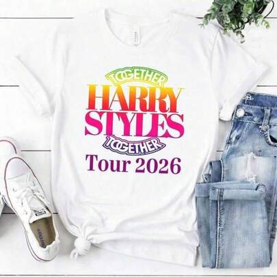 Women's H-Arry Styless Cotton Graphic Tees, Tops For Women Summer, Summer Tops, Festival Tops Concert Outfits, Harry Together Tour 2026 T-Shirt Harry Concert Shirt Colorful Retro Music Tee Retro Style Harry Fan Family Matching Outfit, Shirts For Boys Girls, Unisex, Adult And Children's Sizes, H-Arry Styless Fan Gifts