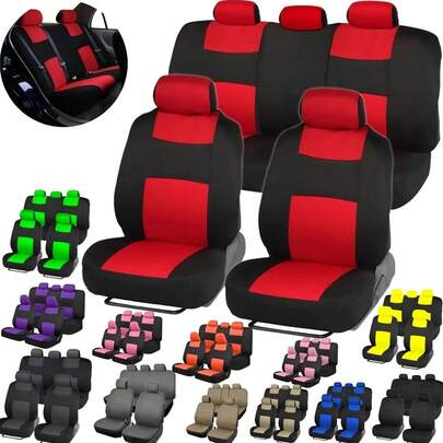 10 Pieces Universal Two-Tone Breathable Leather Car Seat Covers For 5 Seats