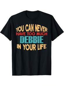 Camiseta Divertida con el Nombre de Debbie como Broma| Negro con letras de "Debbie" de colores, cuello redondo informal, corte holgado, manga corta, lavable a máquina, adecuado para deportes al aire libre y el Día de San Valentín, estilo vintage, cuello redondo, corte regular, perfecto para adultos. - Blanco - Ver 1