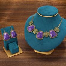 Fashionable Tortoiseshell Pattern Jewelry Set - Asymmetrical Shaped Earrings And Matching Necklace, Suitable For Party And Daily Wear - Geometric Shapes - View 21