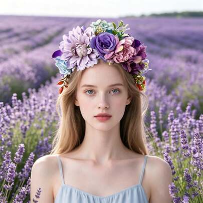 1 chiếc băng đô hoa cài tóc cho nữ, phụ kiện hoa cho bé gái, hoàn hảo cho du lịch, kỳ nghỉ, chụp ảnh, dạ hội và tiệc tùng.