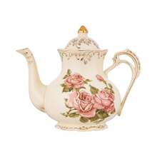 Exquisite European-Style Drinkware Set, Includes Large Teapot, Coffee Pot, Coffee Cups & Saucers, Tea Cups, Multiple Capacity Options, Porcelain Material With Gold Trim Design, Suitable For Family Gatherings, Halloween, Thanksgiving, Christmas, Father's Day, Mother's Day, Valentine's Day Gifts - Multicolor - View 12