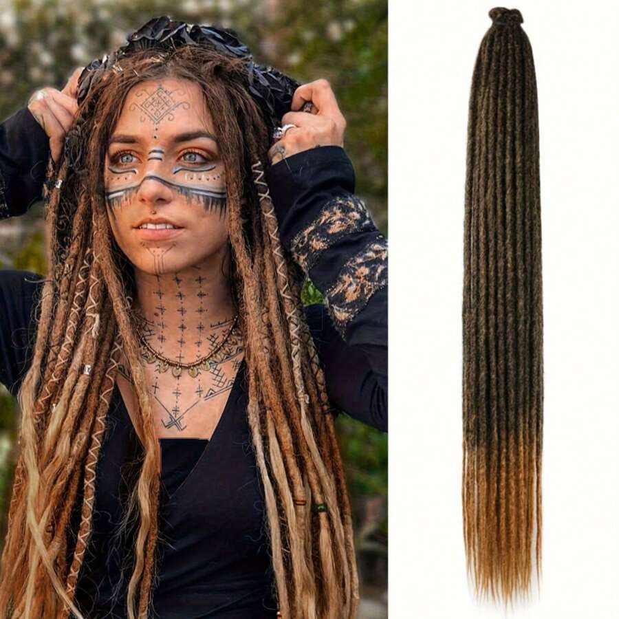 24 Inches Dreadlocks Extension 10 Strands Soft Synthetic Super Long Hippie Single Ended Dreads Ombre Blonde Loc Extensions Reggae Style Crochet Hair For Women - Multicolor - View 1