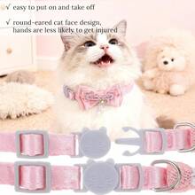 Jeffdad 4 件套可爱珍珠猫项圈带蝴蝶结，适合雌性猫咪，粉色猫咪蝴蝶结及配饰，安全可脱卸猫咪领结项圈 - 粉色 - 查看 2