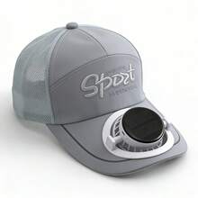 Breathable Baseball Cap Solar Powered Fan Hat Baseballs Hat For Men Women, USB Rechargeable Sun Protection Hat For Outdoor - Grey - View 4