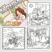 24-Page Coloring Book For Girls, Cute & Comfortable Scenes, Relaxing Daily Life, Releasing Creativity, Great Gift For Mother's Day, Children's Day, Halloween, Christmas, Back To School, Birthday - Single Piece - View 3