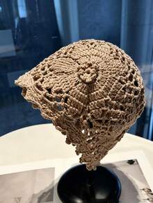 1pc Crochet Lace Sunflower Handmade Hollow Breathable Boho Crochet Hat, Suitable For Spring/Autumn, Beach Travel And Daily Wear - Knitted Hat - View 7