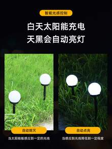 1个/3个太阳能球形路径灯，LED花园灯，自动开关，草坪照明，户外景观和草坪装饰，适用于人行道、车道、庭院、露台、草坪、平台、公园和派对。 - 小圓球 - 查看 4