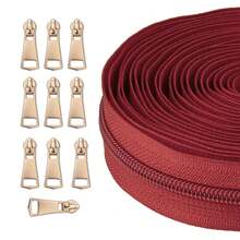 1 Bộ, (177 inch/450 cm/5 yard) Khóa kéo nylon #5 + 10 đầu kéo khóa màu vàng nhạt, Thích hợp cho việc may vá tại nhà, tự làm và thay thế khóa kéo. - 5NL+8#đau - Xem 15