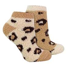Sock Snob 8 Pair Multipack Womens Fluffy Ankle Socks | Novelty Animal Print Socks For Ladies - Grey / Beige - View 2