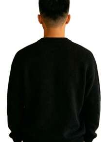 Classic Basic Crew Neck Sweater, Solid Color And Versatile. - màu đen - Xem 2