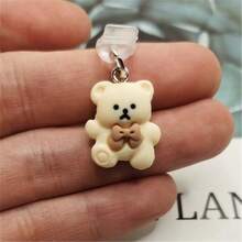 1pc 3D Bear Phone Charm Dust Plug, Suitable Compatible With Iphone/Type-C - Brown - View 5
